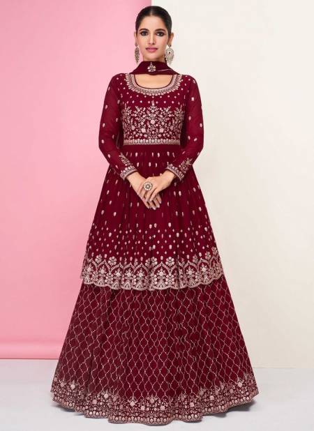 Maroon Colour Pari Aashirwad New Designer Wedding Wear Georgette Suit Collection 9300